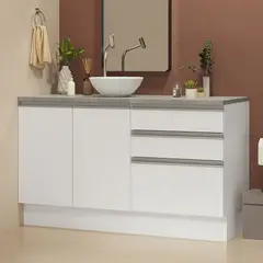 MADESA - Kit 2 Muebles para Baño 140 cm 2 Puertas 3 Cajones - Con Encimeras