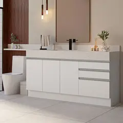 MADESA - Kit 3 Muebles para Baño 180 cm 3 Puertas 3 Cajones - Con Encimeras