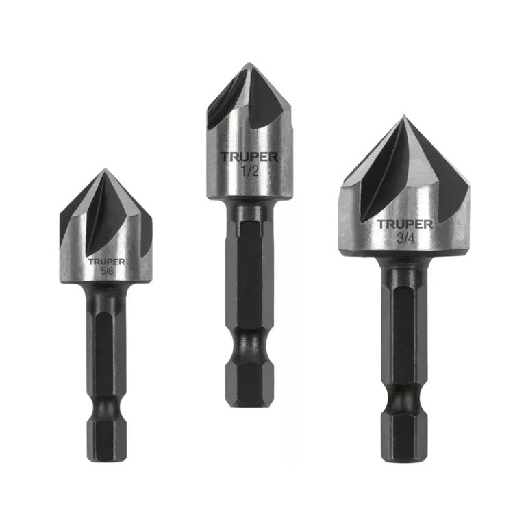 Brocas avellanadoras HSS para metal y uso general 3 unidades,