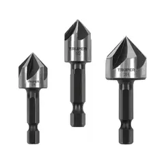 TRUPER - Brocas avellanadoras HSS para metal y uso general 3 unidades,