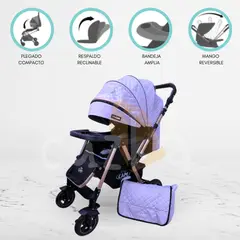CUZKA - Coche Cuna Reversible de Aluminio «ZARAGOZA» Purple