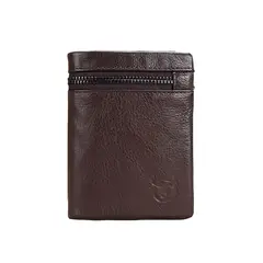 BULLCAPTAIN - Billetera cuera natural 3 cuerpos