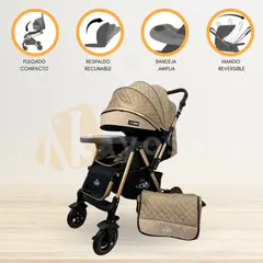 CUZKA - Coche Cuna Reversible de Aluminio «ZARAGOZA» Beige