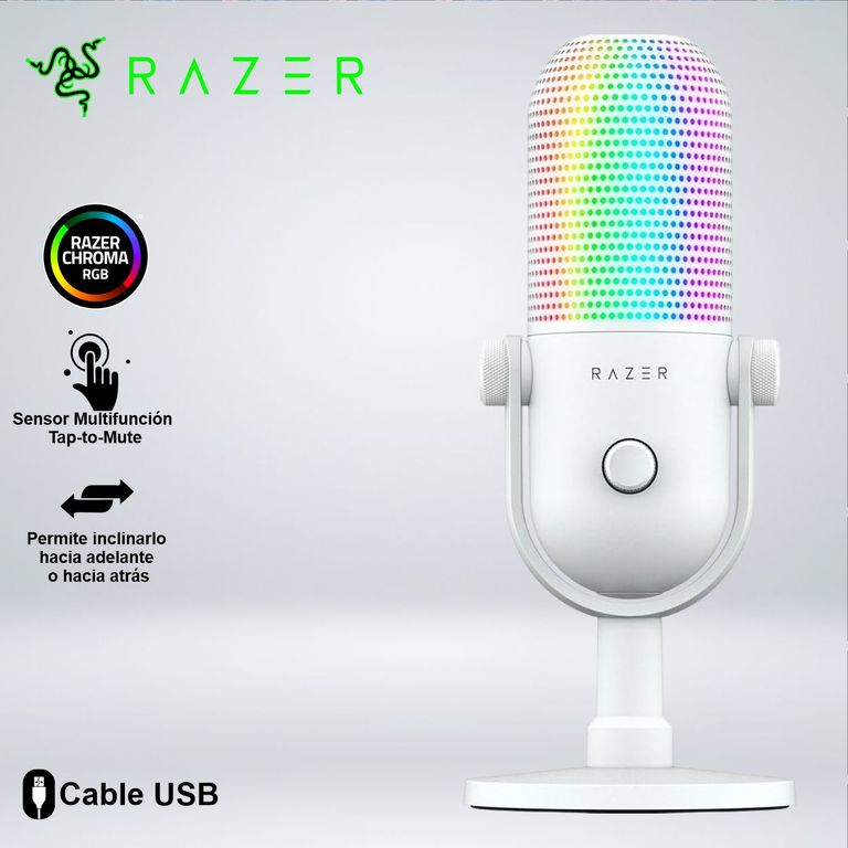 MICROFONO SEIREN V3 CHROMA USB RGB STREAMING SENSOR TOUCH SILENT