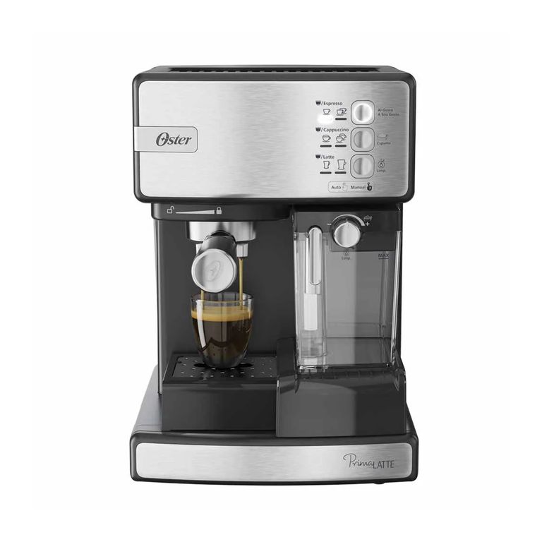 Cafetera automática de espresso plateada PrimaLatte BVSTEM6603SS