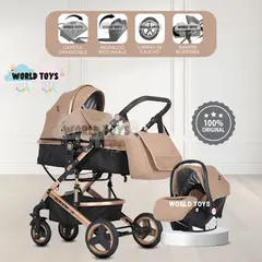 Baby - Coche Moisés 4 en 1 «GRAND LUMIERE» con Portabebé Beige