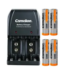 CAMELION - Cargador para 4xAA -4xAAA y 2x9v + 4 Pilas Recargables de AA2200mah