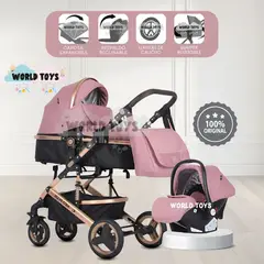 Baby - Coche Moisés 4 en 1 «GRAND LUMIERE» con Portabebé Pink