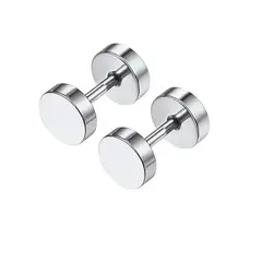 GENERICO - Set x 2 Aretes piercings simuladores 8mm falso expansión plateados