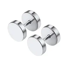 GENERICO - Set x 2 Aretes piercings simuladores 10mm falso expansión plateados