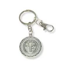 SANTORAL - Llavero con Medalla de San Benito Bordes - Plateado