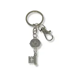 SANTORAL - Llavero Llave Medalla de San Benito - Plateado