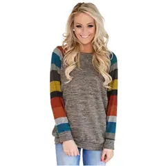 BAALATHKKO5 - Moda Playeras Mujer Camiseta De Manga Larga A Rayas