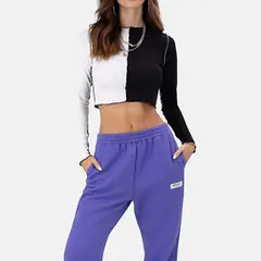 BELCHERCC5 - Top casual de manga larga con bloques de color para mujer