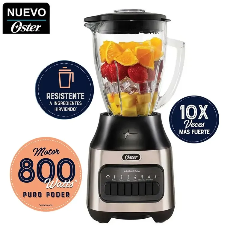 Licuadora con vaso de vidrio y 6 velocidades BLSTPEG-NPB