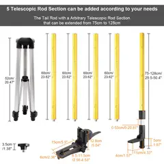 HUEPAR - Trípode láser 3.7 metros LP36 telescópicas con 1/4"-5/8"