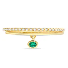 CRISLU - Anillos con dije de esmeralda - C de