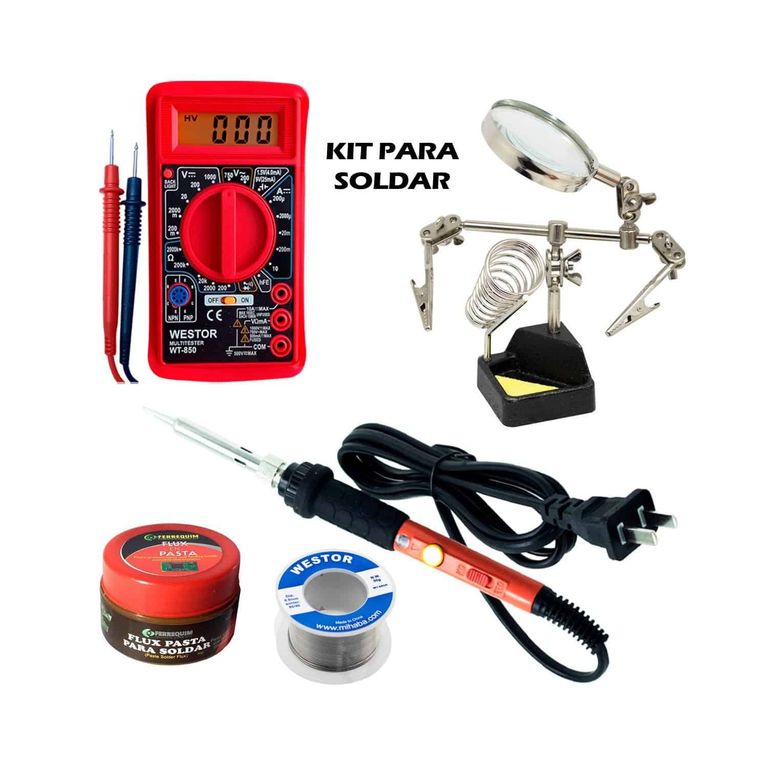 Kit Cautín + Mutimetro + Soporte + Soldadura + Flux WT-2120KIT5