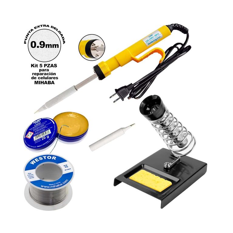 Kit Cautín + Soporte + Pasta + Soldadura+ Punta de Repuesto