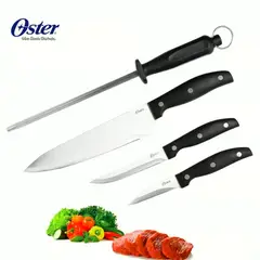 OSTER - Juego Cuchillos 4 Piezas con Afilador Acero Inoxidable Granger