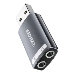 ESSAGER - Tarjeta De Sonido Externa USB A 2 Entradas Jack