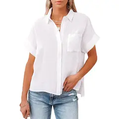 BLWOENS - Camiseta de manga corta de verano para mujeres - Blanco