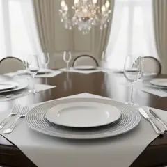 GENERICO - Plato Base de Vidrio Plateado 33 cm – Elegancia y Brillo para Mesas de Lujo