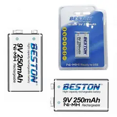 BESTON - Bateria de Nimh Pila 9V Recargable 250mAh