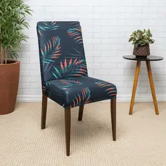 GENERICO - Funda de Sillas Pack 6und Fondo Oscuro Con Hojas