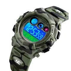 Skmei - Reloj 1547 original camuflado con luces para niños