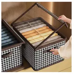 GENERICO - Set por 02 Cajas De Almacenamiento De Ropa Plegable -Tapa y Divisiones