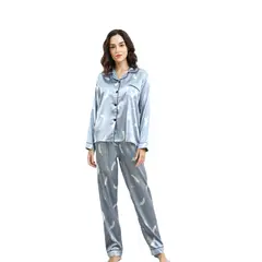 BLWOENS - Pijamas de manga larga y pantalones largos para mujeres - 2 piezas - Azul