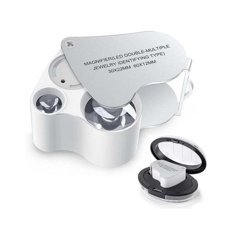 Lupa 30x y 60x entomologica doble lente con luz led