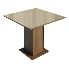 MADESA - Mesa de Comedor Cuadrada 4 Puestos con Tablero de Madera y Cristal