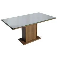 MADESA - Mesa de Comedor Rectangular 6 Puestos con Tablero de Madera y Cristal