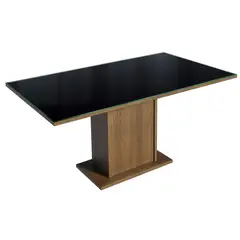 MADESA - Mesa de Comedor Rectangular 6 Puestos con Tablero de Madera y Cristal