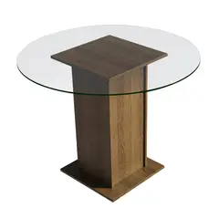 MADESA - Mesa de Comedor Redonda con Encimera de Cristal