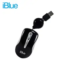 IBLUE - Micro Mouse XMK-977-BK Negro con Cable Retráctil USB 1600 DPI