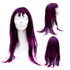 GENERICO - Peluca Larga Recta NA 10575 negras con mechas Lila