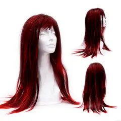 GENERICO - Peluca Larga Recta NA 10575 negro con mechas Rojo
