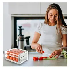 GENERICO - Porta huevo en acrilico de 2 niveles para refrigeradora Blanco A1