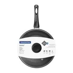 TRAMONTINA - Sartén Antiadherente Negro Recta con Tapa Paris 24