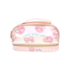 GENERICO - Cartuchera Neceser doble cierre Brown Lucky Bear