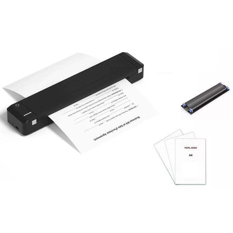 Impresora portátil transferencia USB Bluetooth imprime en hoja bond A4 TD810 + 1 ribbon + cobertor