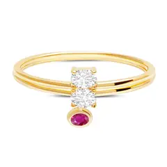 CRISLU - Anillos con dijes de rubí de dos puntas - C de