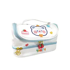 GENERICO - Cartuchera Neceser Doble Cierre White Blue