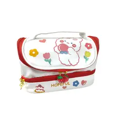 GENERICO - Cartuchera Neceser Doble Cierre White Red