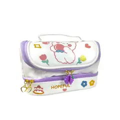 GENERICO - Cartuchera Neceser Doble Cierre White Purple