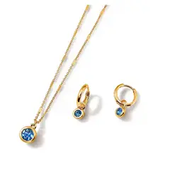 ESIKA - Set Collar + Aretes Alejandrita Junio Baño de Oro 24k y Cristales