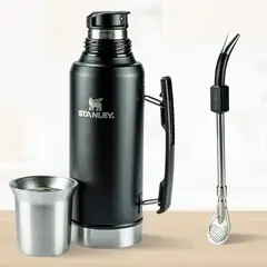 STANLEY - Termo de Bebida Mate System 1.2 L + Bombilla Negro